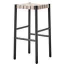 Tabouret de bar Betty, Version bar: 76 cm, Noir / lin naturel