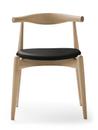 CH20 Elbow Chair, Chêne laqué blanc, Cuir noir