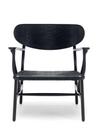 CH22 Lounge Chair, Chêne laqué noir, paillage noir