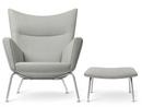 CH445 Wing Chair, Passion - gris clair, Avec repose-pied