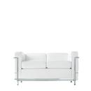 2 Fauteuil Grand Confort, petit modèle, deux places, Chromé, Cuir Scozia, Blanc