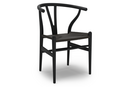 CH24 Wishbone Chair, Hêtre laqué noir, Paillage noir