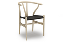 CH24 Wishbone Chair, Frêne huilé blanchi, Paillage noir