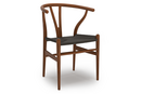 CH24 Wishbone Chair, Noyer huilé, Paillage noir