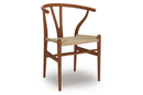 CH24 Wishbone Chair, Noyer laqué naturel, Paillage naturel