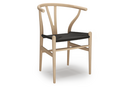 CH24 Wishbone Chair, Hêtre savonné, Paillage noir