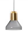 Bell Light, Laiton, Verre de cristal gris, H 23 x ø 35 cm