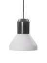 Bell Light, Métal laqué gris, Verre blanc opalin, H 23 x ø 35 cm