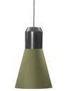 Bell Light, Métal laqué gris, Étoffe verte, H 35 x ø 32 cm
