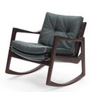 Euvira Rocking Chair Soft, Chêne teinté marron, Cuir Classic gris
