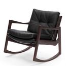 Euvira Rocking Chair Soft, Chêne teinté marron, Cuir Classic noir