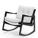 Euvira Rocking Chair Soft, Chêne teinté noir, Cuir classic blanc