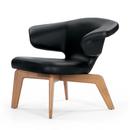 Munich Lounge Chair, Cuir Classic noir, Noyer