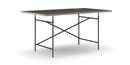 Table Eiermann, Linoleum noir (Forbo 4023) avec bords en chêne, 160 x 90 cm, Noir, Oblique, décalé (Eiermann 1), 110 x 66 cm