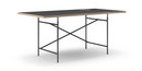 Table Eiermann, Linoleum noir (Forbo 4023) avec bords en chêne, 180 x 90 cm, Noir, Oblique, décalé (Eiermann 1), 110 x 66 cm