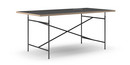 Table Eiermann, Linoleum noir (Forbo 4023) avec bords en chêne, 180 x 90 cm, Noir, Vertical, centré (Eiermann 2), 135 x 78 cm