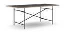 Table Eiermann, Linoleum noir (Forbo 4023) avec bords en chêne, 200 x 90 cm, Noir, Vertical, centré (Eiermann 2), 135 x 78 cm