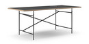 Table Eiermann, Linoleum noir (Forbo 4023) avec bords en chêne, 200 x 90 cm, Noir, Vertical, décalé (Eiermann 2), 135 x 78 cm