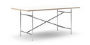 Table Eiermann, Mélaminé blanc avec bords chêne, 180 x 90 cm, Chromé, Vertical, centré (Eiermann 2), 135 x 66 cm