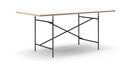 Table Eiermann, Mélaminé blanc avec bords chêne, 180 x 90 cm, Noir, Oblique, centré (Eiermann 1), 110 x 66 cm