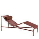 Chaise Longue Palissade , Rouge oxyde, Sans coussin, Avec coussin pour la nuque