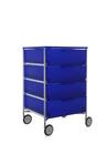 Caisson Mobil,  4 tiroirs - Pas de compartiment, Opalin, Bleu cobalt
