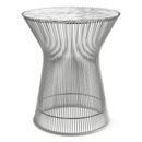 Guéridon Platner, Nickel poli, Marbre Arabescato (blanc avec tons gris)