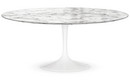 Table basse ronde Saarinen, Grand (H 38/39cm, ø 91 cm), Blanc, Marbre Arabescato (blanc avec tons gris)