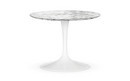 Table basse ronde Saarinen, Petit (H 36/37 cm, ø 51 cm), Blanc, Marbre Arabescato (blanc avec tons gris)