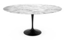 Table à manger ronde Saarinen, 152 cm, Noir, Marbre Arabescato (blanc avec tons gris)