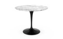 Table à manger ronde Saarinen, 91 cm, Noir, Marbre Arabescato (blanc avec tons gris)