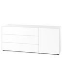 Nex Pur Box 2.0 avec tiroirs et portes, 48 cm, H 75 cm x B 180 cm (avec porte et trois tiroirs), Blanc