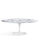 Table à manger ovale Saarinen, L 198 cm x L 121 cm, Blanc, Marbre Arabescato (blanc avec tons gris)
