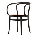 Chaise bois courbé 209 / 210 avec accotoirs, Hêtre teinté noir, Assise cannée (209)