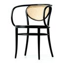 Chaise bois courbé 209 / 210 avec accotoirs, Hêtre teinté noir, Assise et dossier cannés (210)