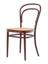 Chaise de café 214 / 214 M bois courbé originale, Sans accotoirs, Hêtre teinté couleur acajou, Cannage (avec tissu de soutien sous l'assise)