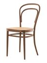 Chaise de café 214 / 214 M bois courbé originale, Sans accotoirs, Hêtre teinté couleur noyer, Cannage (avec tissu de soutien sous l'assise)