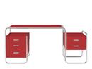 Bureau S 285  Bauhaus, Hêtre laqué à pores ouverts rouge tomate, 1 grand bloc de tiroirs / 1 petit bloc de tiroirs