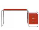 Bureau S 285/1 - S 285/2 Bauhaus, Hêtre laqué à pores ouverts rouge tomate, S 285/1: 1 grand bloc de tiroirs à l'extérieur à droite