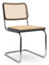 Chaise cantilever S 32 / S 32 N Bauhaus, Cannage (avec tissu de soutien sous l'assise), Hêtre teinté noir, Sans patins