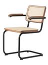 Chaise cantilever S 32 V / S 64 V Pure Materials Édition spéciale, Noyer, Noir mat, Avec accotoirs