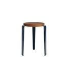 Tabouret Lou, bois massif, Chêne teinté, Bleu minéral