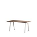 Table à manger New Modern rectangulaire, métal/bois, 160 x 95 cm, Placage de noyer, Blanc nuage