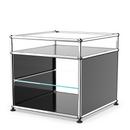 USM Haller table d'appoint et étagère verre, Noir graphite RAL 9011