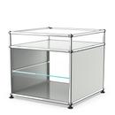 USM Haller table d'appoint et étagère verre, Gris clair RAL 7035