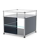 USM Haller table d'appoint et étagère verre, Bleu acier RAL 5011