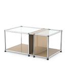 USM Haller table d'appoint plateau verre et compartiment, Beige USM