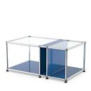 USM Haller table d'appoint plateau verre et compartiment, Bleu gentiane RAL 5010