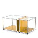 USM Haller table d'appoint plateau verre et compartiment, Jaune or RAL 1004