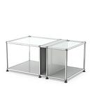 USM Haller table d'appoint plateau verre et compartiment, Gris clair RAL 7035